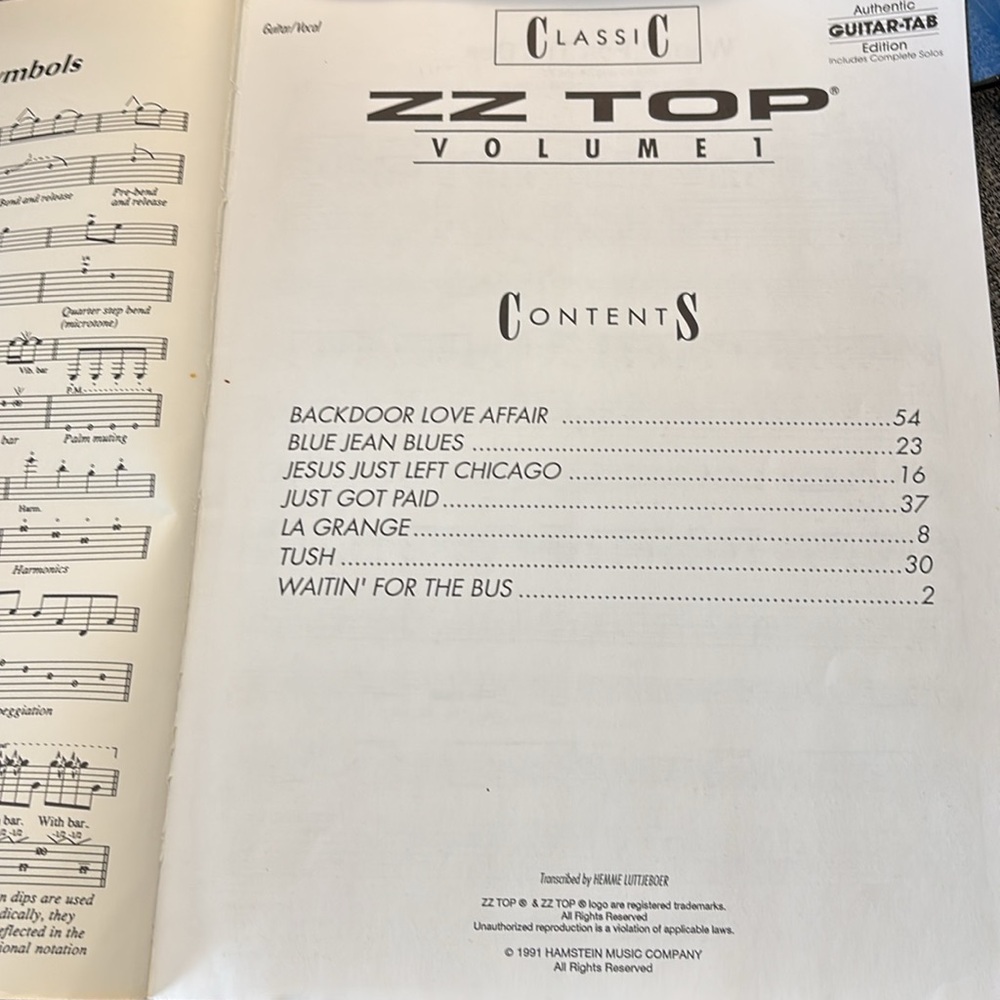 ZZ TOP VOLUME 1 GUITAR TAB  COMPLETE SOLOS CLASSIC VOCAL TUSH LOVE AFFAIR & MORE - Picture 3 of 6